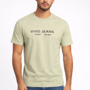 Vivo Jeans Men’s Cotton Half Sleeve T-Shirt - Sago Green (F-01)