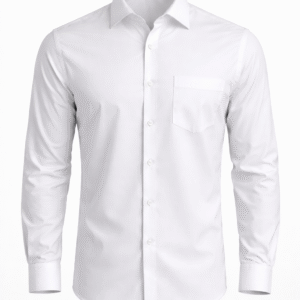 Men Spread Collar Casual White Shirt