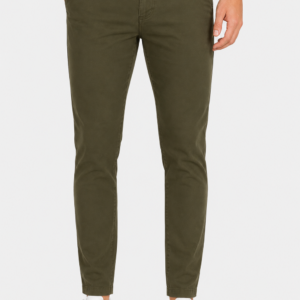 Hill Stone Men's Olive Green Pencil Fit Cotton Pant (B-155)